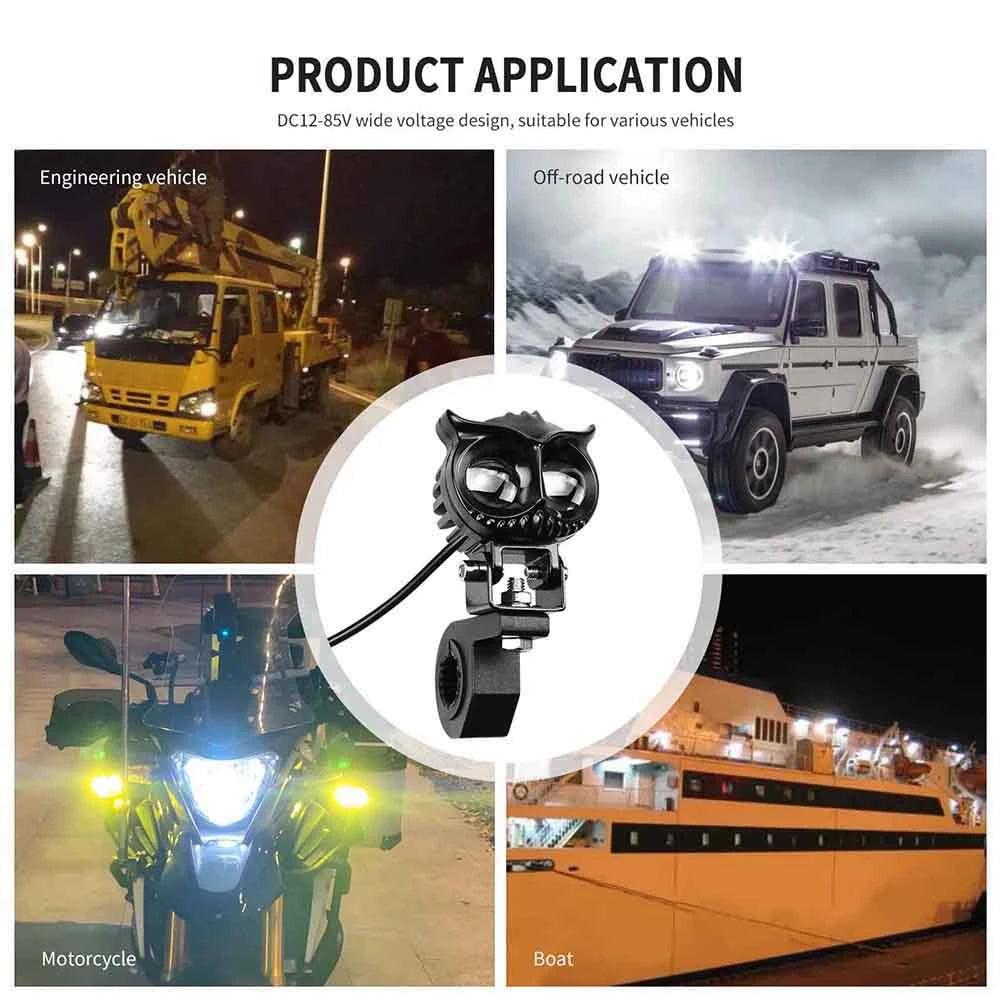 Set 2 x Proiectoare LED 50W cu Lupa Off-Road AutoREY® Auto/Moto SUV ATV Utilaje - tip Bufnita, 2 faze Alb si Galben