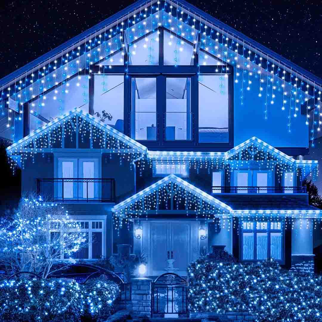 Pachet 3 x Instalatie Franjuri 12 Metri, 3 x 300 Becuri LED ALBASTRU