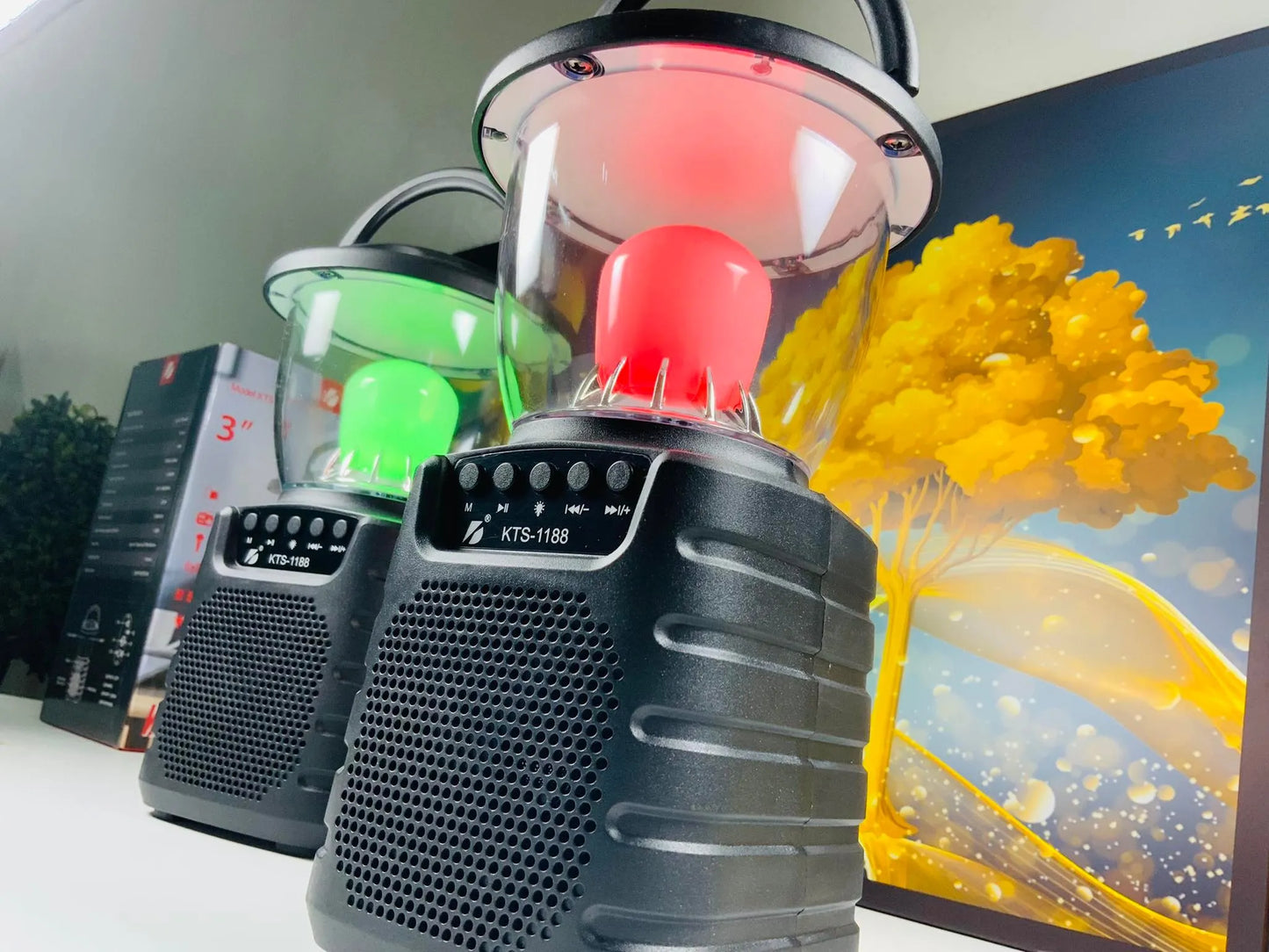 Boxa portabila KTS-1188, Bluetooth cu lampa LED RGB, 10W, Difuzor 8CM, AUX, USB Stick, Radio FM