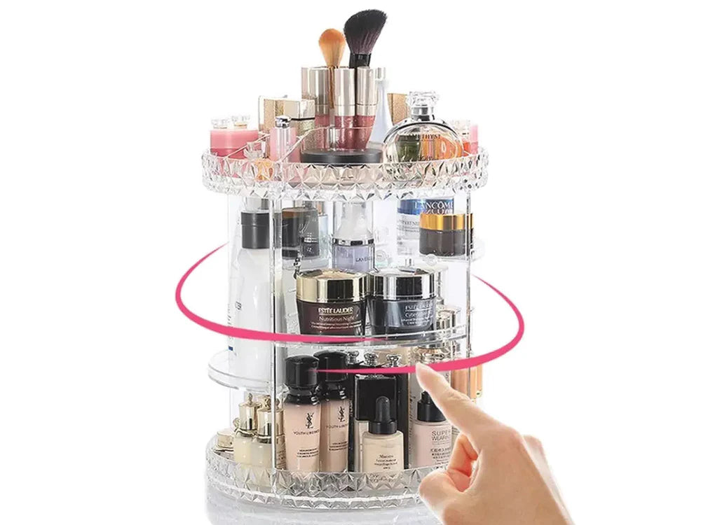 Organizator rotativ pentru cosmetice si bijuterii, UBX, plastic, 28x21.5 cm, transparent
