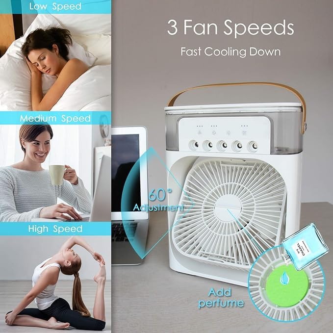 Ventilator 5 in 1, Purificare si Umidificare Aer, Odorizare, Rezervor Apa 600 ml, Temporizator, 3 Trepte de Viteza