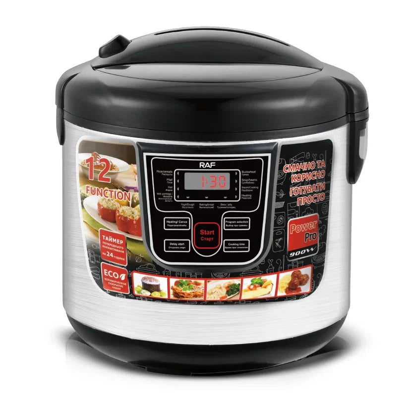 Oală Multifuncțională 6L, 900W, 12 programe - Prăjire, Tocăniță, Abur, Fierbere - Control Digital, Vas Ceramic