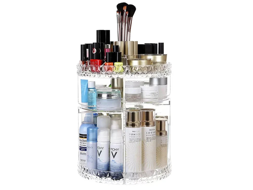 Organizator rotativ pentru cosmetice si bijuterii, UBX, plastic, 28x21.5 cm, transparent