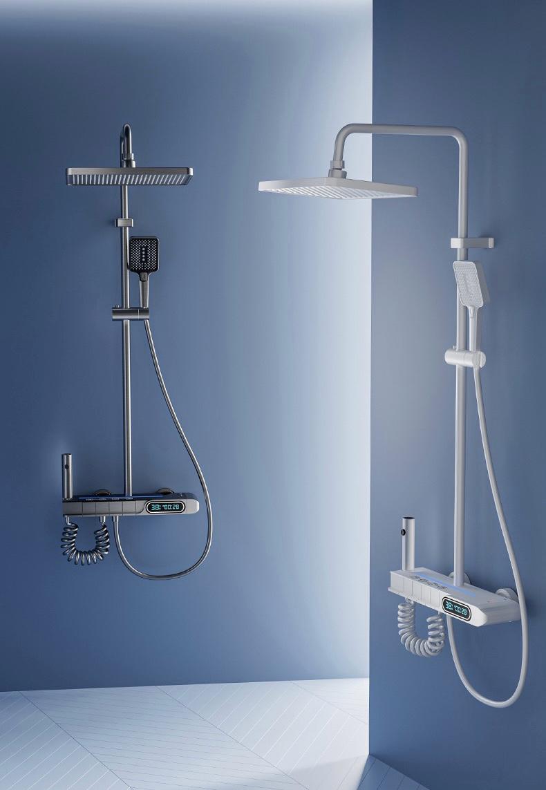 Coloana De Dus 4in1 , Afișaj Digital , Lumina Led , 4 Funcții De Curgere a Apei , Cap Dus Dreptunghiular , Efect de Ploaie