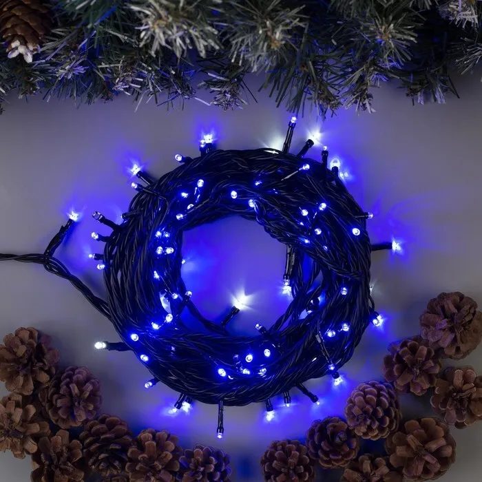 Set 2 x Instalatie Liniara Rola 50 m, Interior/Exterior , 300 LED-uri, Alb Rece, Albastru
