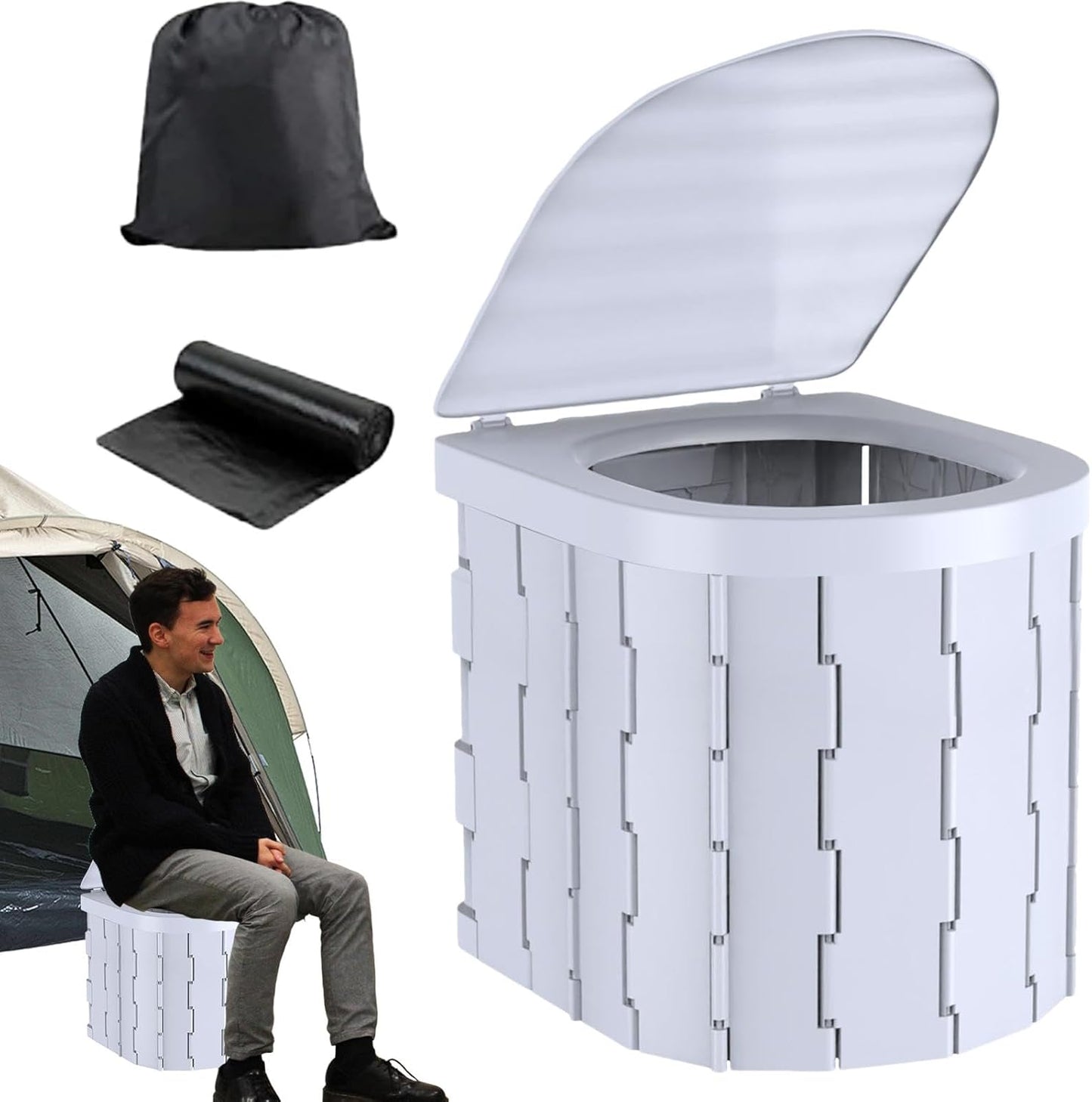 Toaletă portabilă pliabilă - WC mobil, pișoar, pentru camping, rulote, pescari, cabane, bătrâni sau persoane cu dizabilități