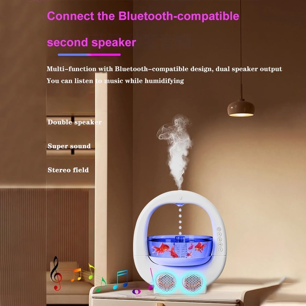 Umidificator 4in1 GoldFish, bol pentru pesti, conectare prin Bluetooth, lumini ambientale, boxa incorporata