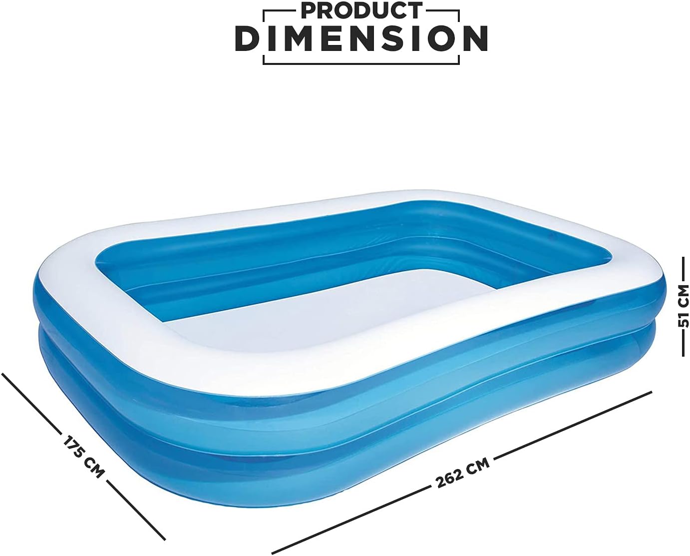Piscina gonflabila dreptunghiulara, 62 x 175 x 51 cm