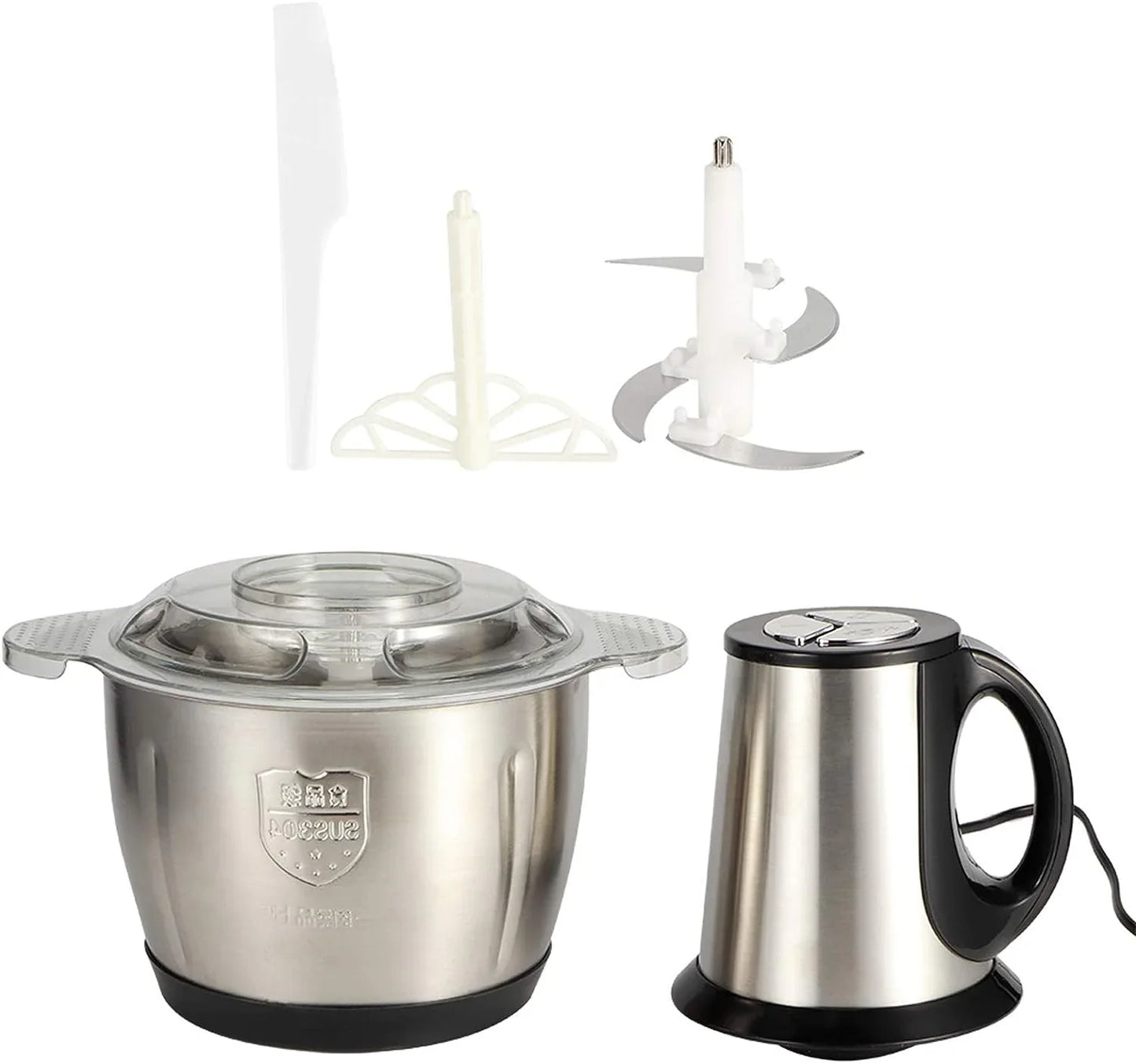 Pachet 1+1 CADOU Tocator electric carne si legume, 4 lame inox, 2 viteze, capacitate mare, bol inox