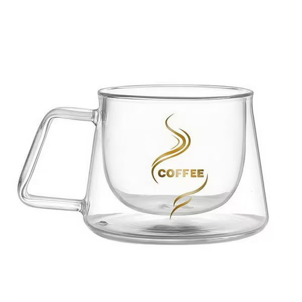 Set 2 x Ceasca COFFEE din sticla borosilicata cu pereti dubli, 200 ml