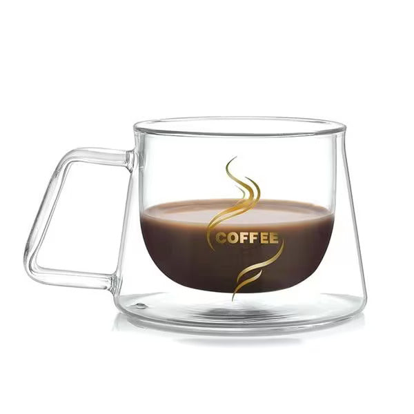 Set 2 x Ceasca COFFEE din sticla borosilicata cu pereti dubli, 200 ml