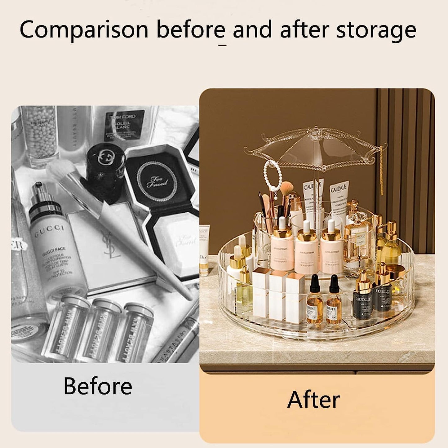 Organizator Cosmetice Rotativ 360° cu Design Elegant – Suport de Machiaj Multifunctional