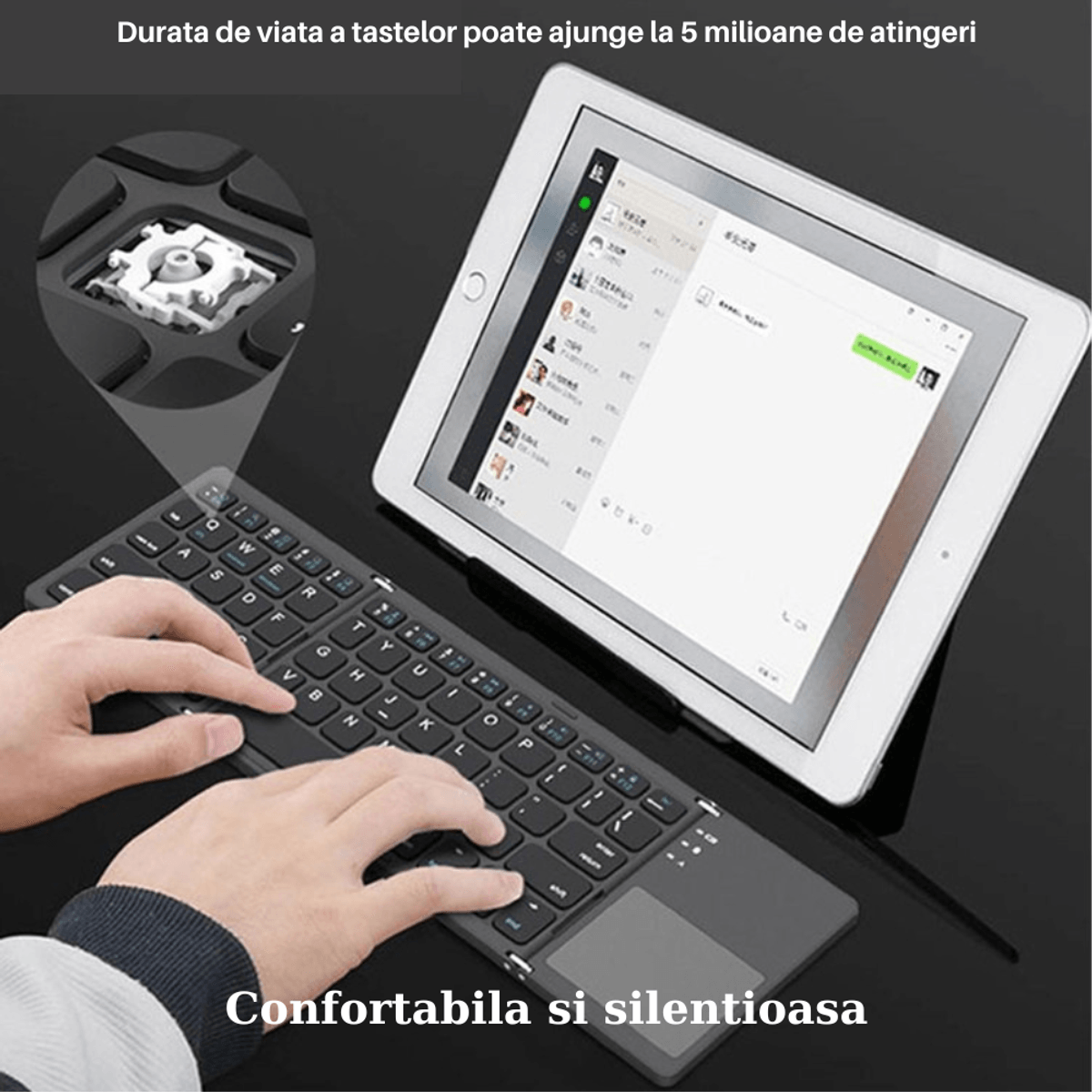 Mini Tastatura Bluetooth Pliabila cu Touchpad Integrat GUP B033