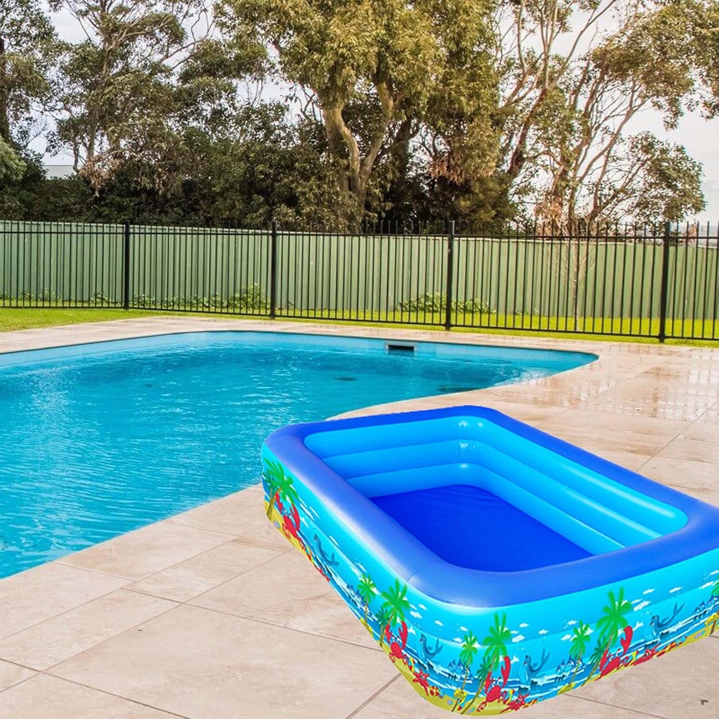 Piscina Dreptunghiulara Gonflabila, 300x170x54cm, 2300 litri, Material foarte rezistent, Albastru, Instalare rapida