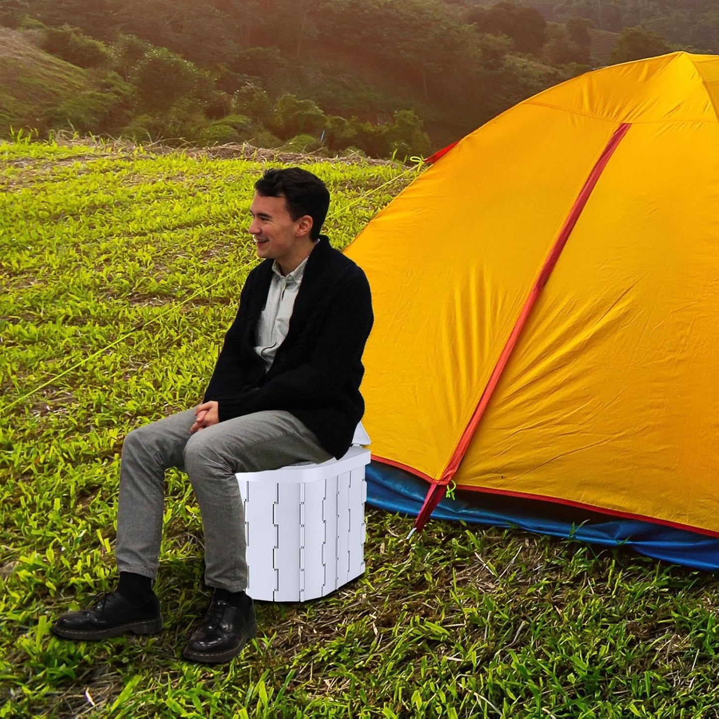 Toaletă portabilă pliabilă - WC mobil, pișoar, pentru camping, rulote, pescari, cabane, bătrâni sau persoane cu dizabilități