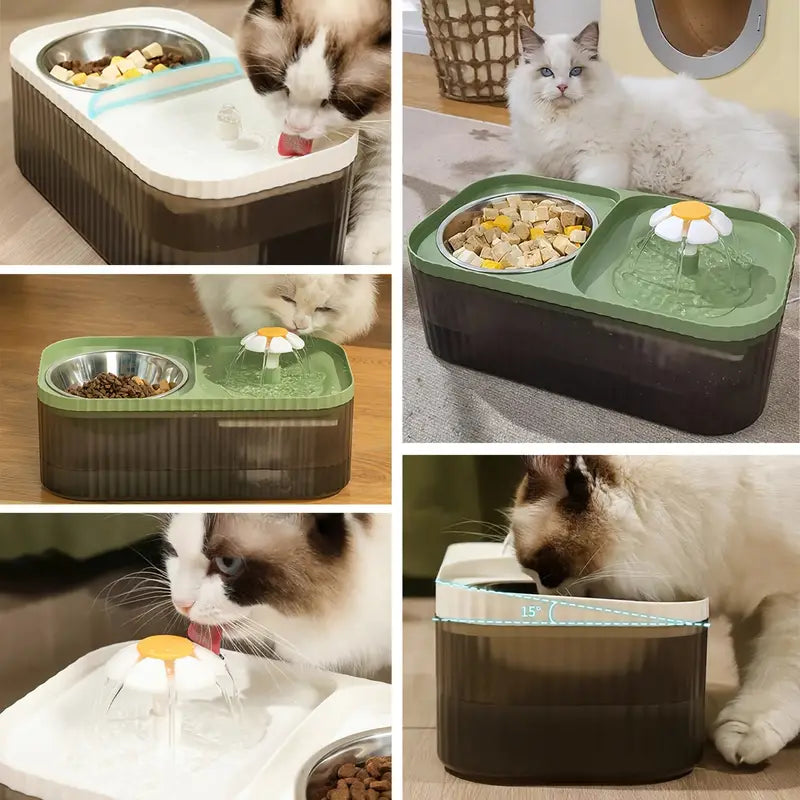 Dozator Hrana Animale de companie Pisici si Catei 2 in 1, 31.5 X 7.5 X 12.5 Cm, Turcoaz/Maro