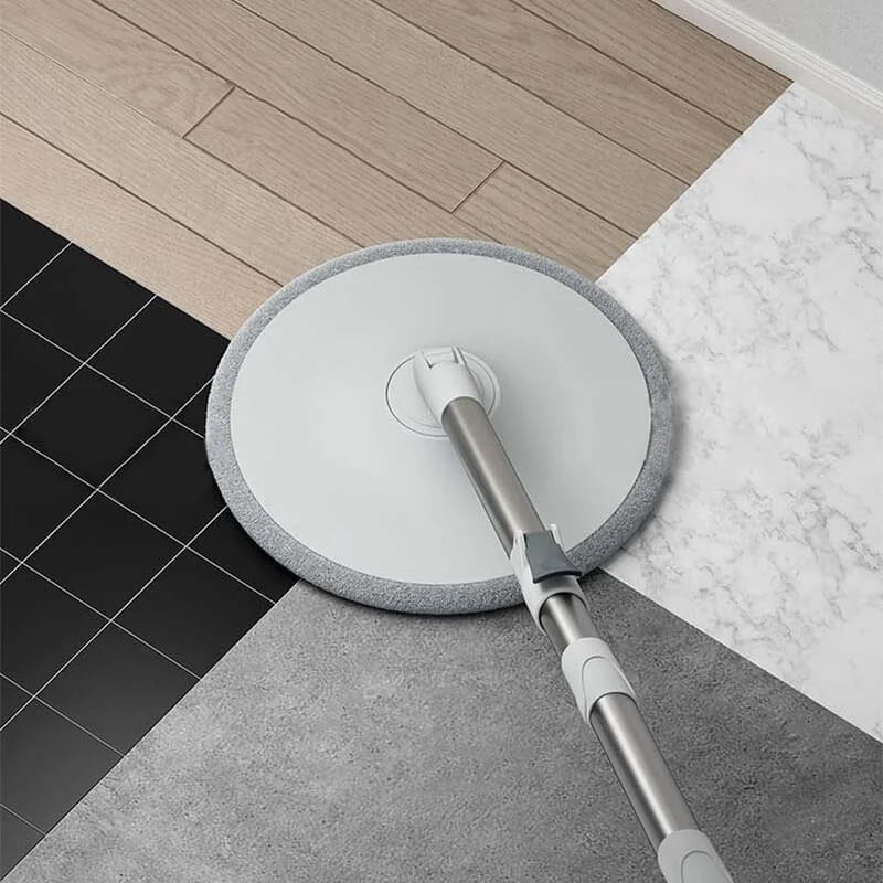 Set de mop rotativ complet, functie de auto-spalare, compartimente separate pentru apa curata si murdara, inclusiv robinet pentru evacuarea apei