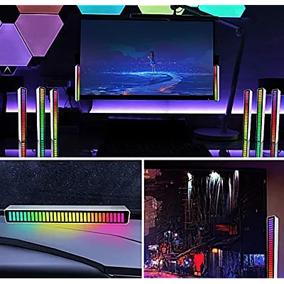 Bara RGB 32 leduri sincronizare muzicala 18 culori (bara de ritm) ACUMULATOR + USB C