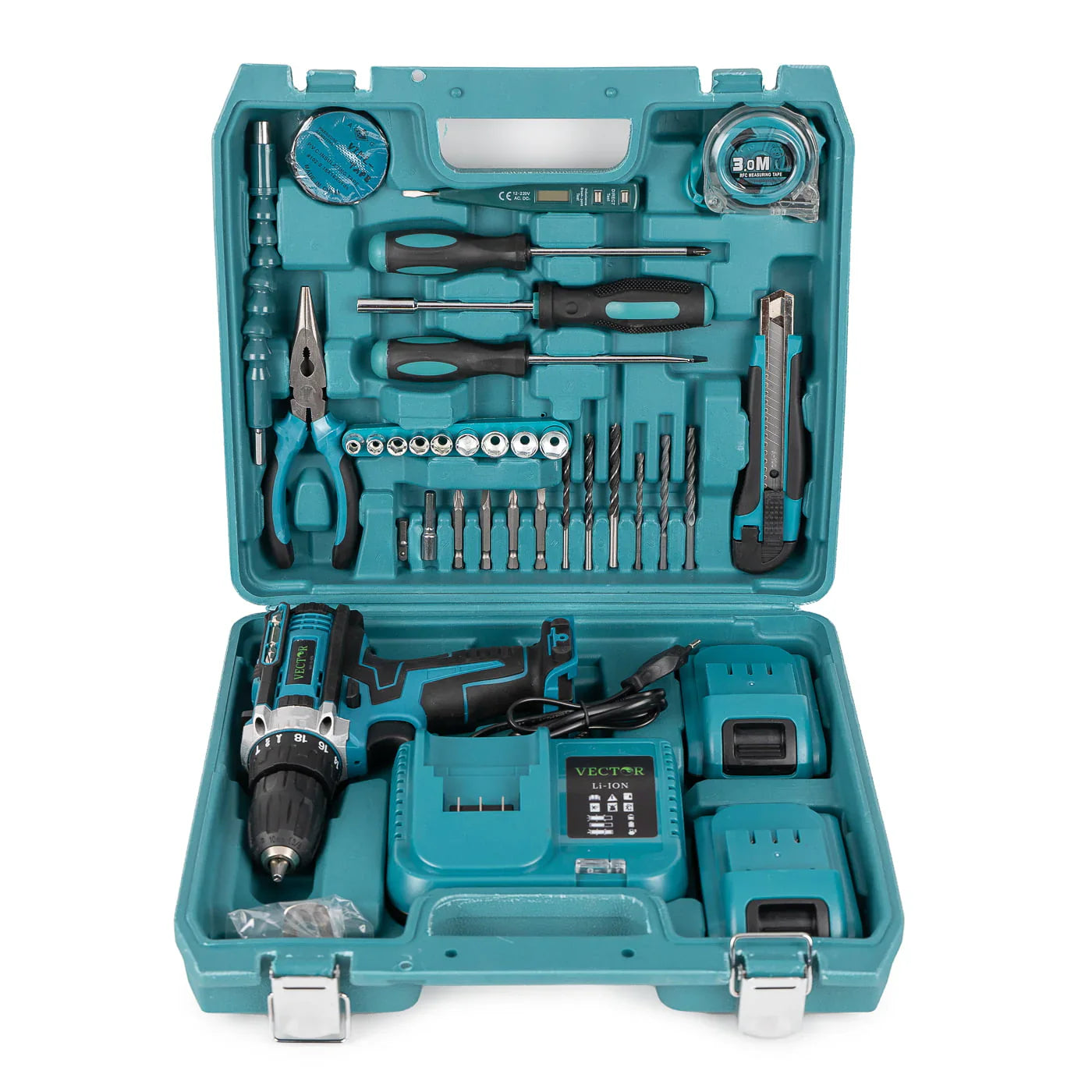 Trusa Bormasina 36V, mandrina metalica, cu 2 acumulatori si incarcator + Adaptor drujba pentru bormasina + CADOU