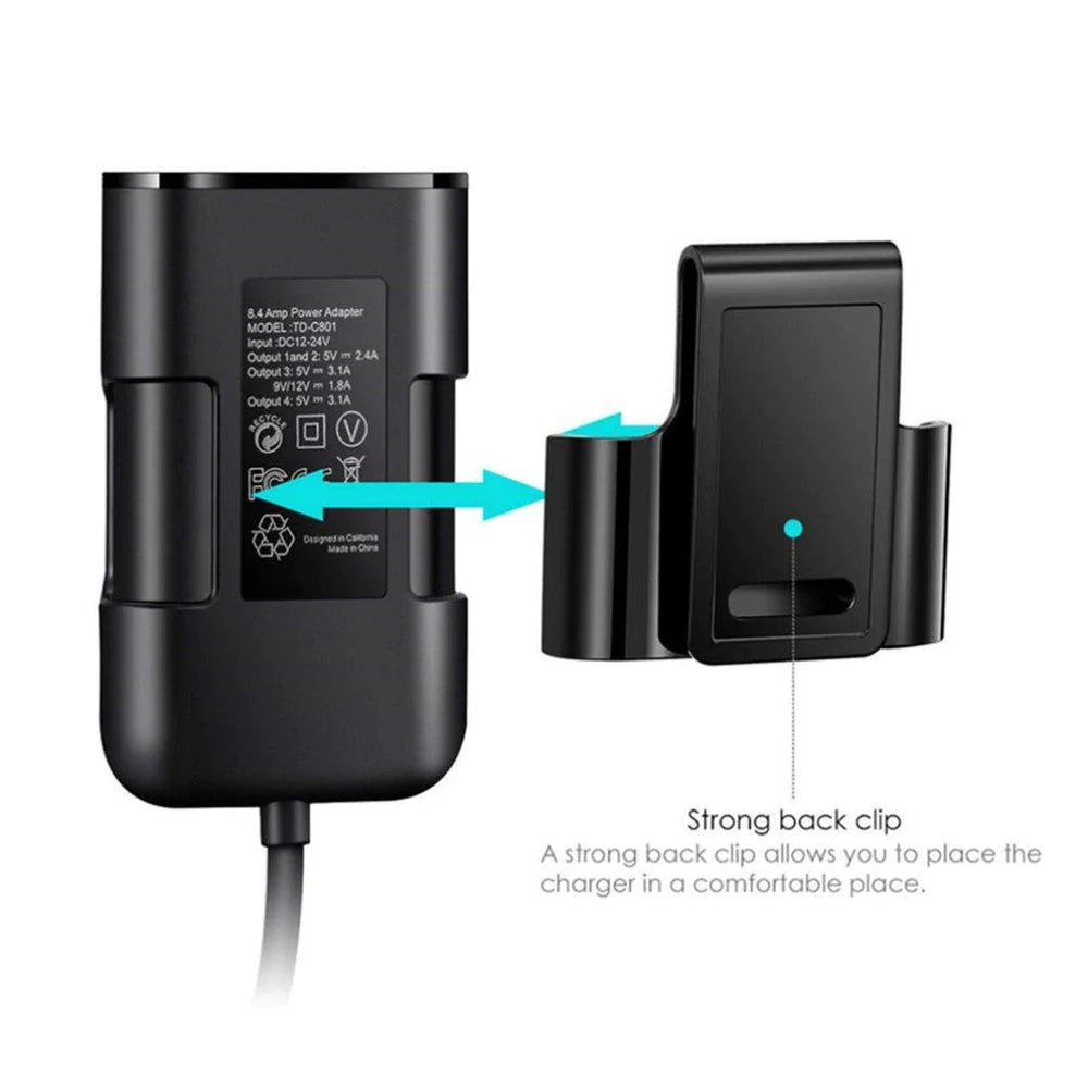 Incarcator auto, BOMSTOM,, 4 Porturi USB, Fast charge, Lungime cablu 1.7m, Negru