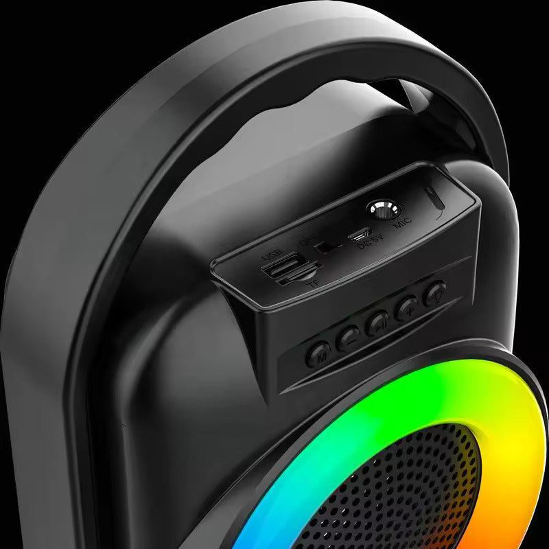 Boxa portabila Sing-E ZQS1445, Putere 8W, Lumini Led RGB, Suport microfon, Suport Card SD, Incarcare rapida, Negru