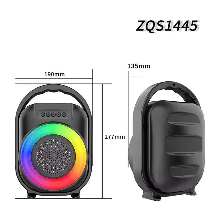 Boxa portabila Sing-E ZQS1445, Putere 8W, Lumini Led RGB, Suport microfon, Suport Card SD, Incarcare rapida, Negru