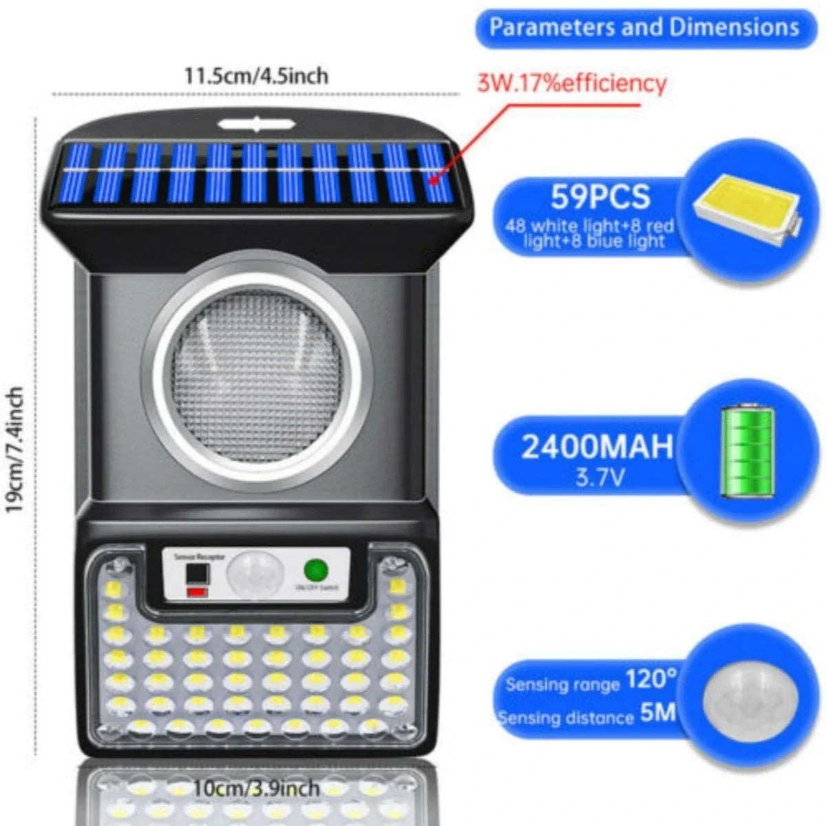 Set 2 x Lampa solara 59 LED si unghi miscare 120 grade