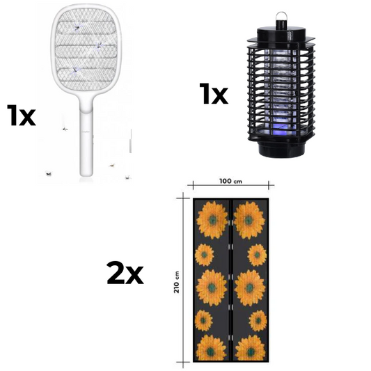 Pachet Trio Anti-Insecte – Plasă, Lampa, Paletă