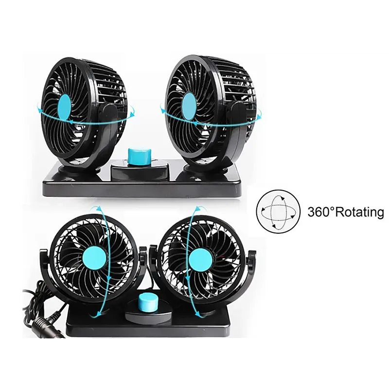 Ventilator Auto Dublu, Alimentare La Priza Masinii De 12V, 2 Trepte De Viteza