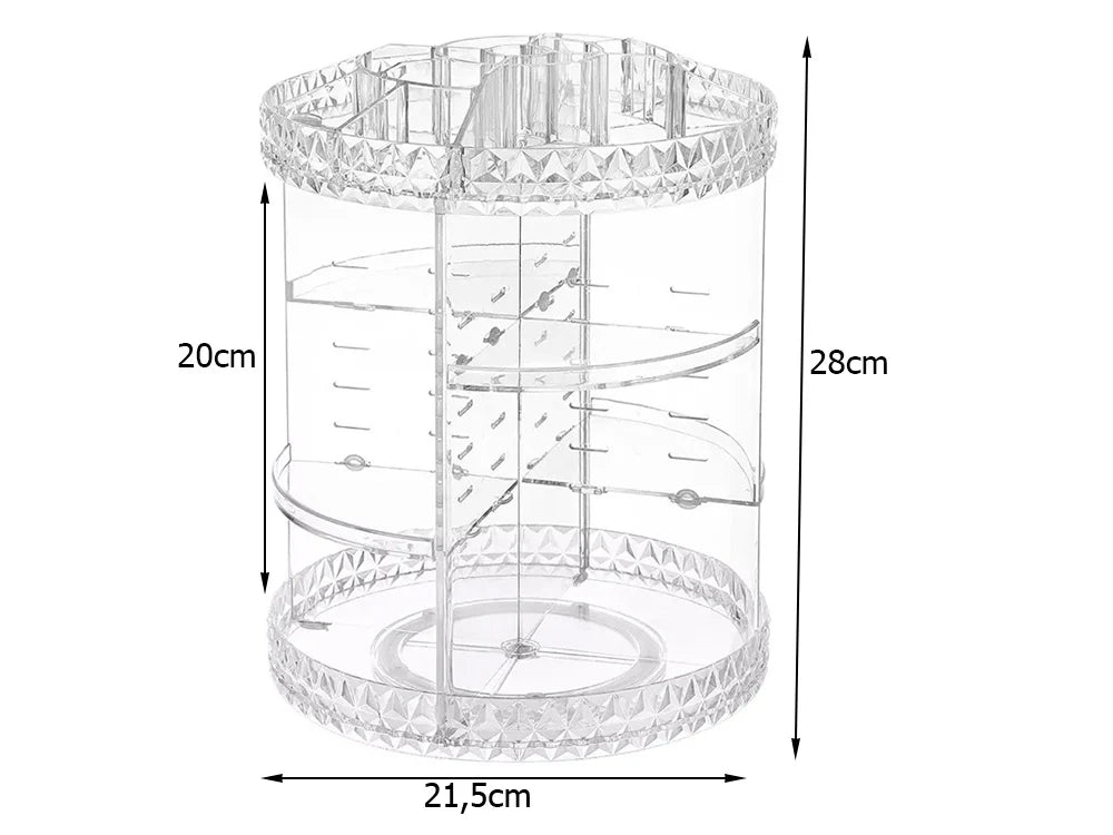 Organizator rotativ pentru cosmetice si bijuterii, UBX, plastic, 28x21.5 cm, transparent