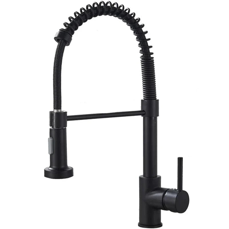 Baterie de bucatarie retractabila, rotire 360 grade, negru, montare pe blat