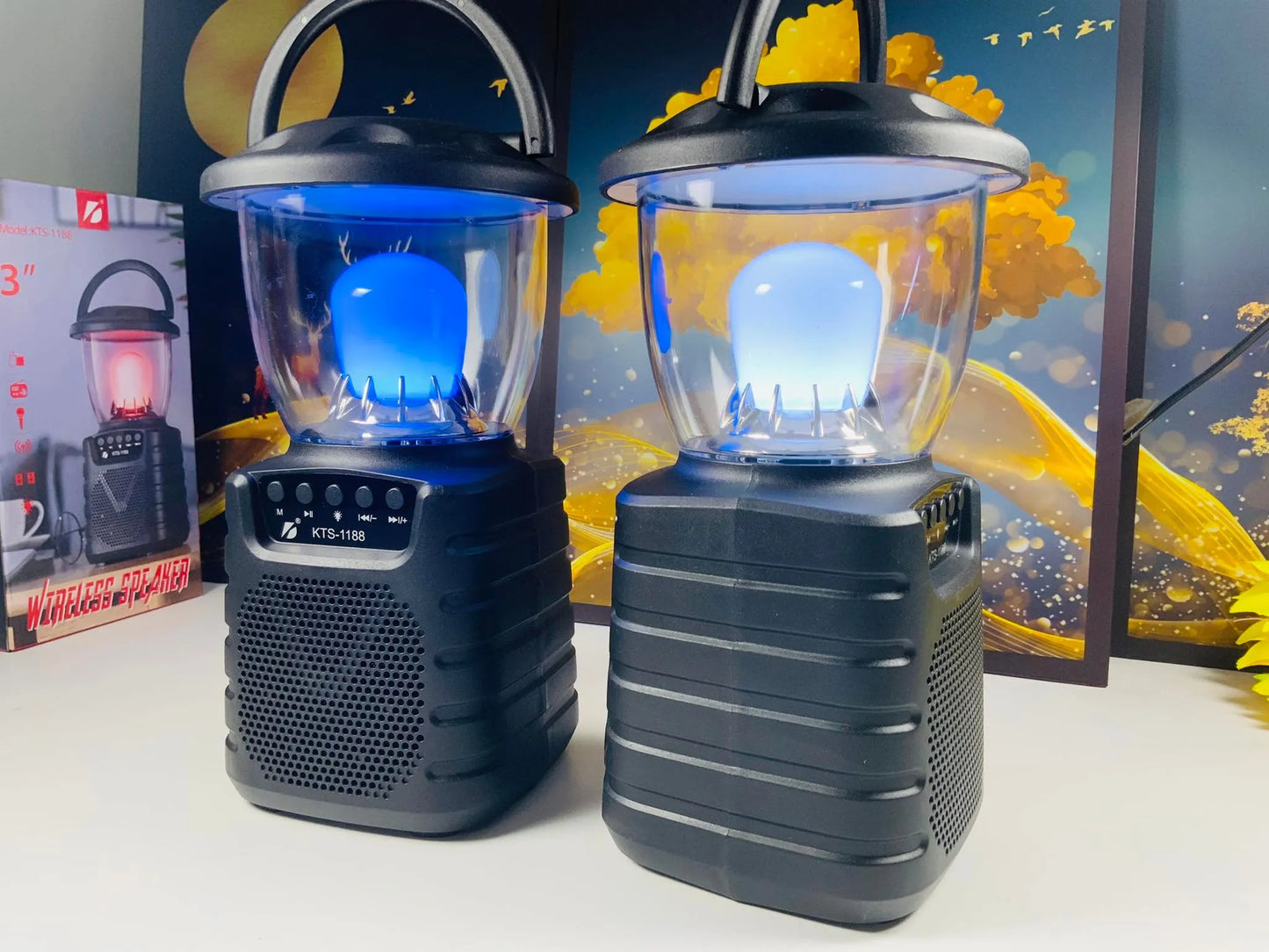 Boxa portabila KTS-1188, Bluetooth cu lampa LED RGB, 10W, Difuzor 8CM, AUX, USB Stick, Radio FM
