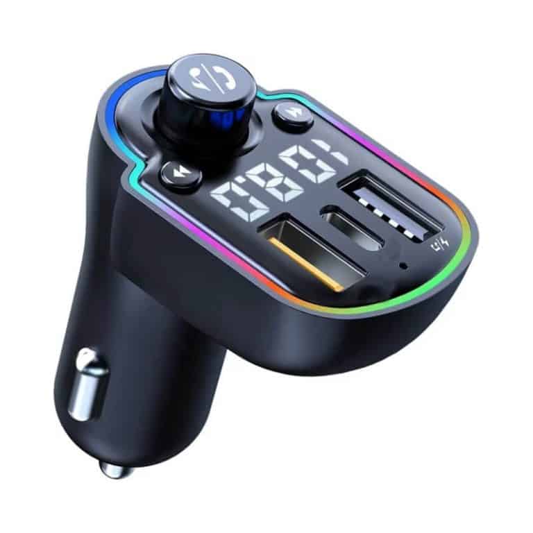 Car kit cu lumini ambientale, modulator FM, Mp3 Player, Type C PD 20W, fast charge QC3.0, BGRJ-A8