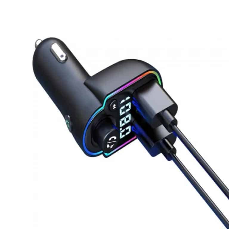 Car kit cu lumini ambientale, modulator FM, Mp3 Player, Type C PD 20W, fast charge QC3.0, BGRJ-A8