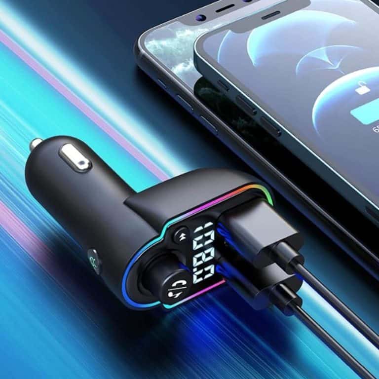 Car kit cu lumini ambientale, modulator FM, Mp3 Player, Type C PD 20W, fast charge QC3.0, BGRJ-A8