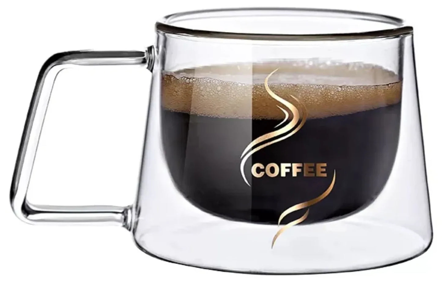 Set 2 x Ceasca COFFEE din sticla borosilicata cu pereti dubli, 200 ml