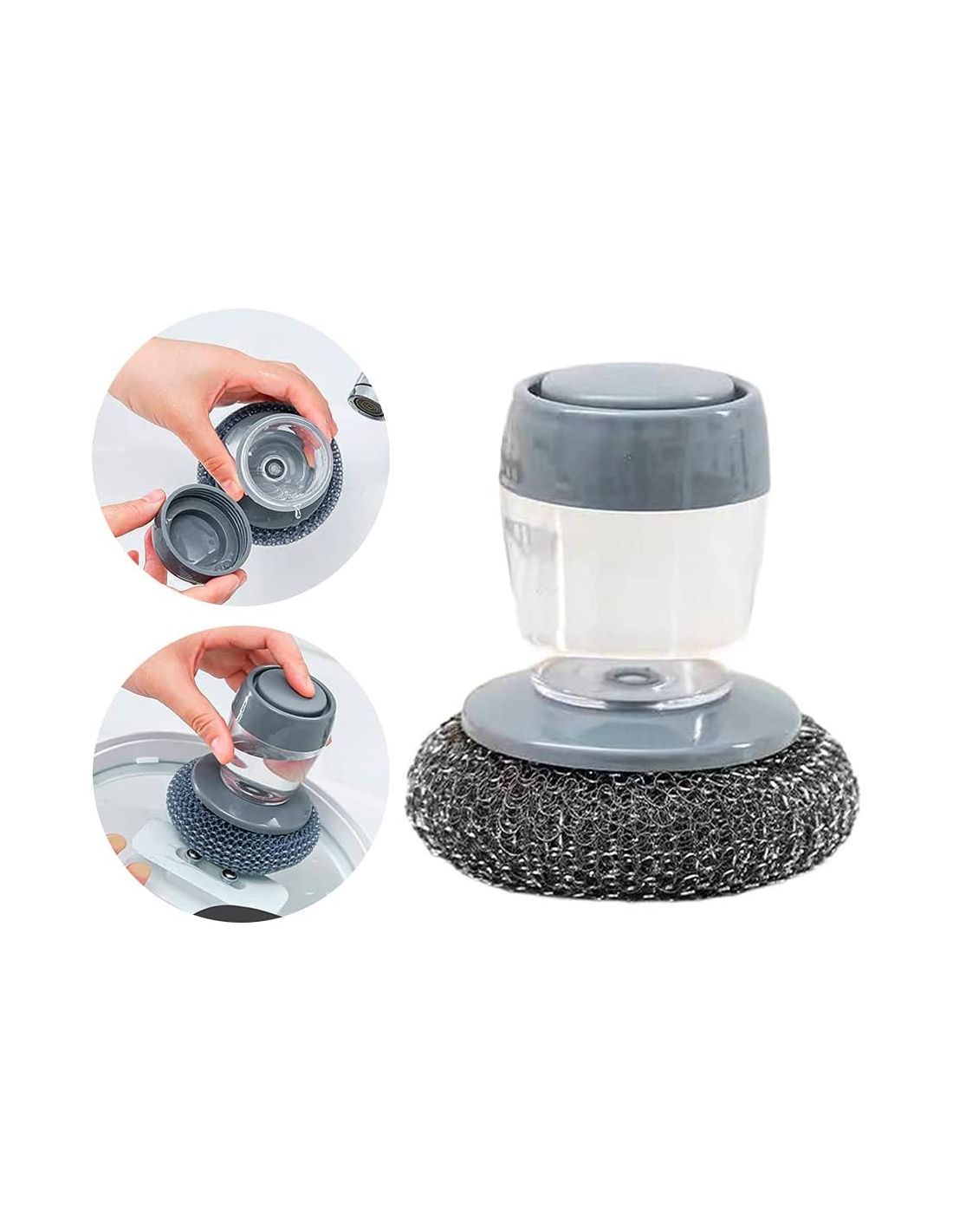Pachet 1+1 CADOU Perie de spalat vase, umplere automata cu lichid, cap detasabil, non-abraziva