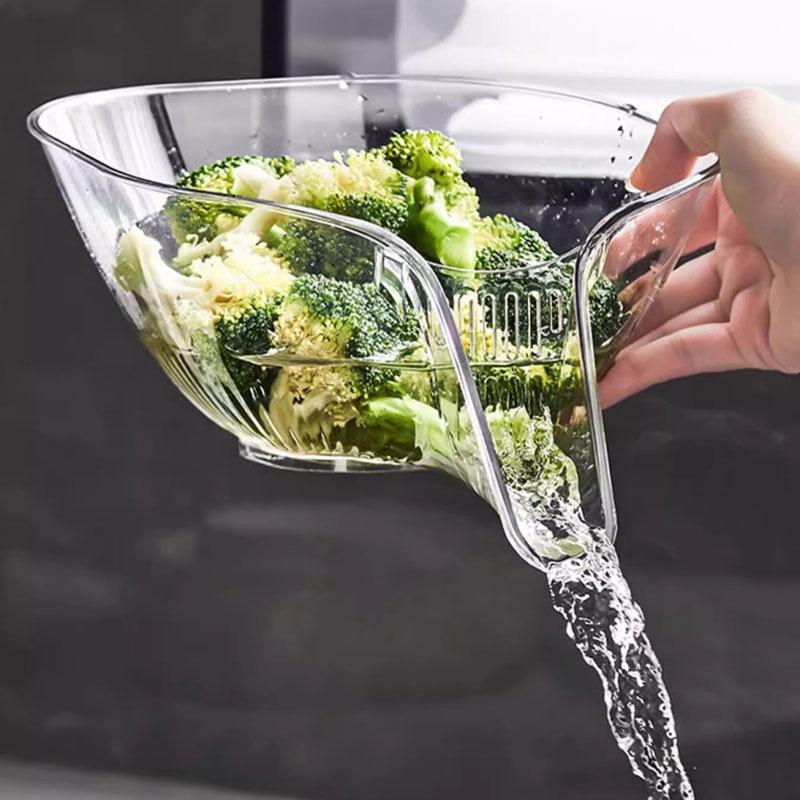 Sita transparenta pentru spalarea fructelor si legumelor, cos cu scurgere si filtru