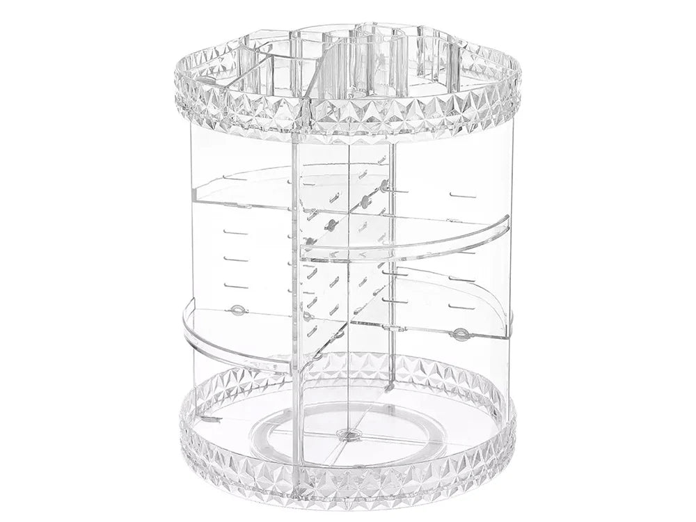 Organizator rotativ pentru cosmetice si bijuterii, UBX, plastic, 28x21.5 cm, transparent