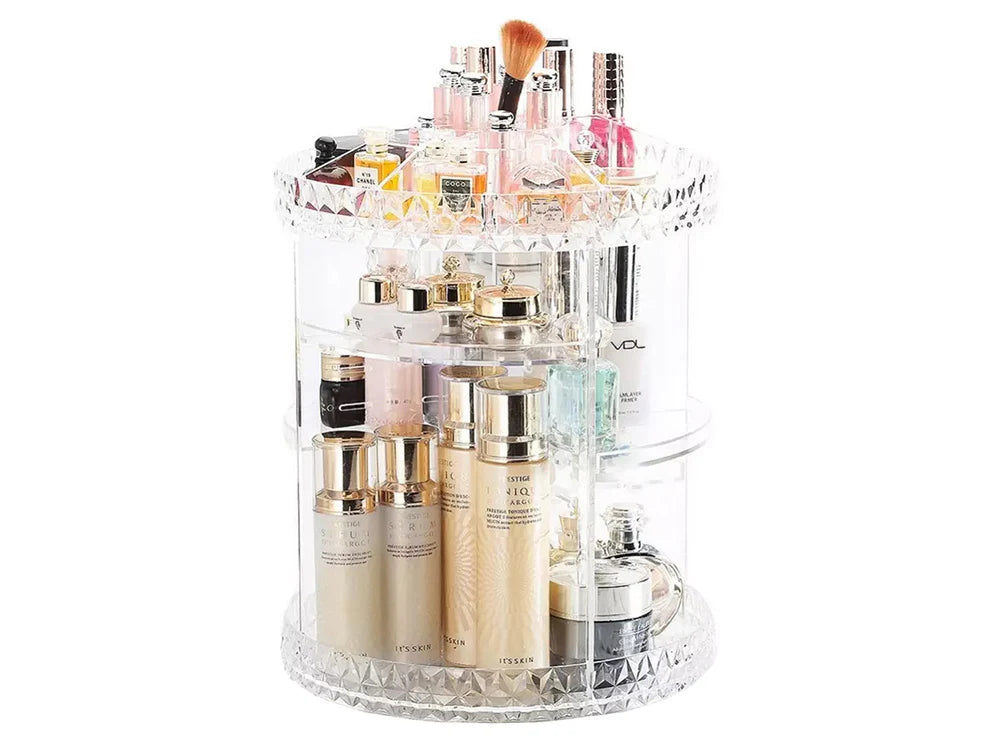 Organizator rotativ pentru cosmetice si bijuterii, UBX, plastic, 28x21.5 cm, transparent