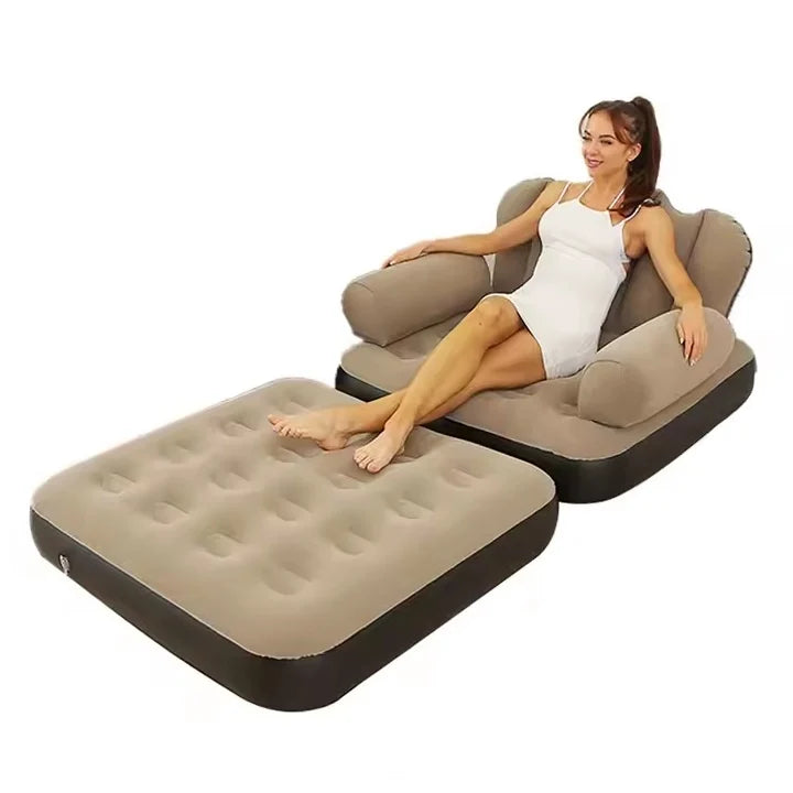 Fotoliu-sezlong gonflabil, 2 in 1, PVC, 100x98x90 cm, maro