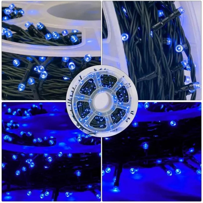 Set 2 x Instalatie Liniara Rola 50 m, Interior/Exterior , 300 LED-uri, Alb Rece, Albastru