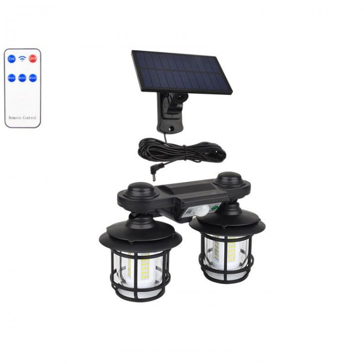 Set 2 Lampi solare cu senzor solar si telecomanda, 20w, 500 lumeni, trei moduri de functionare,