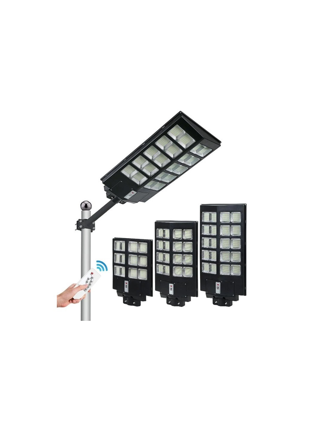 Lampa solara stradala dubla Jortan,1000 W cu Telecomanda si Suport Metalic