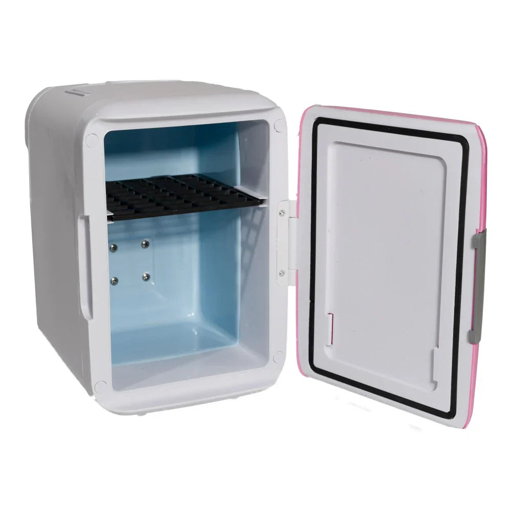 Mini frigider portabil, capacitate 4L, cu mufa pentru bricheta auto, finisaj lucios, albastru