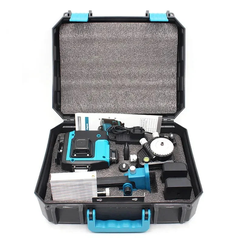 Nivela Laser 4D, Cu Autonivelare, 16 Linii, 4x360º, IP-54, 25m, Precizie Milimetrica, Lumina Verde, Platforma De Ridicare, Suport Pentru Perete, Trepied, Telecomanda