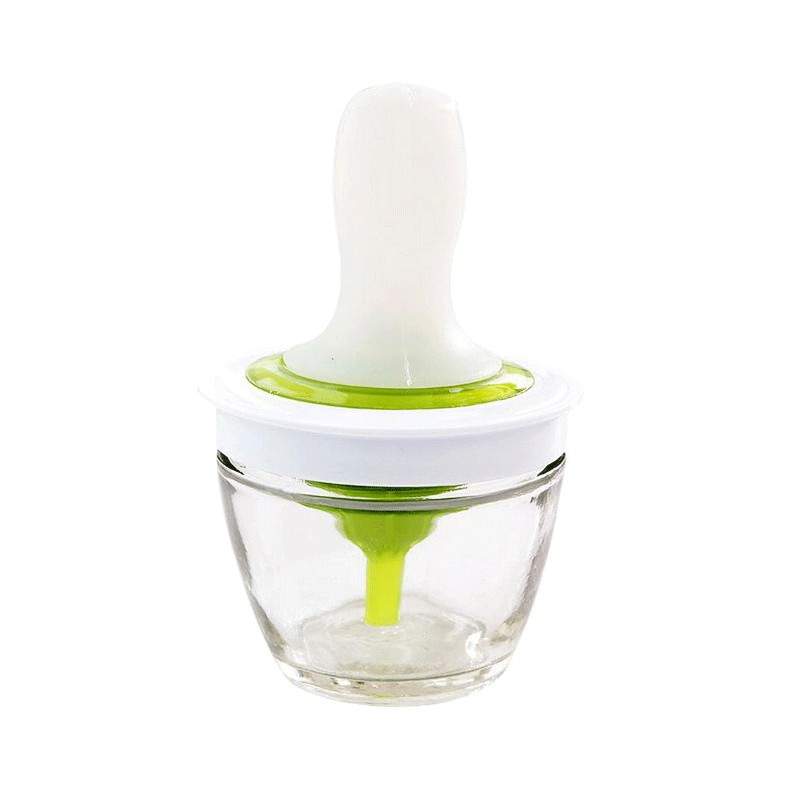 Pensula din silicon OilBrush, pentru ulei, recipient inclus, 12 cm, 148 ml, alb/verde
