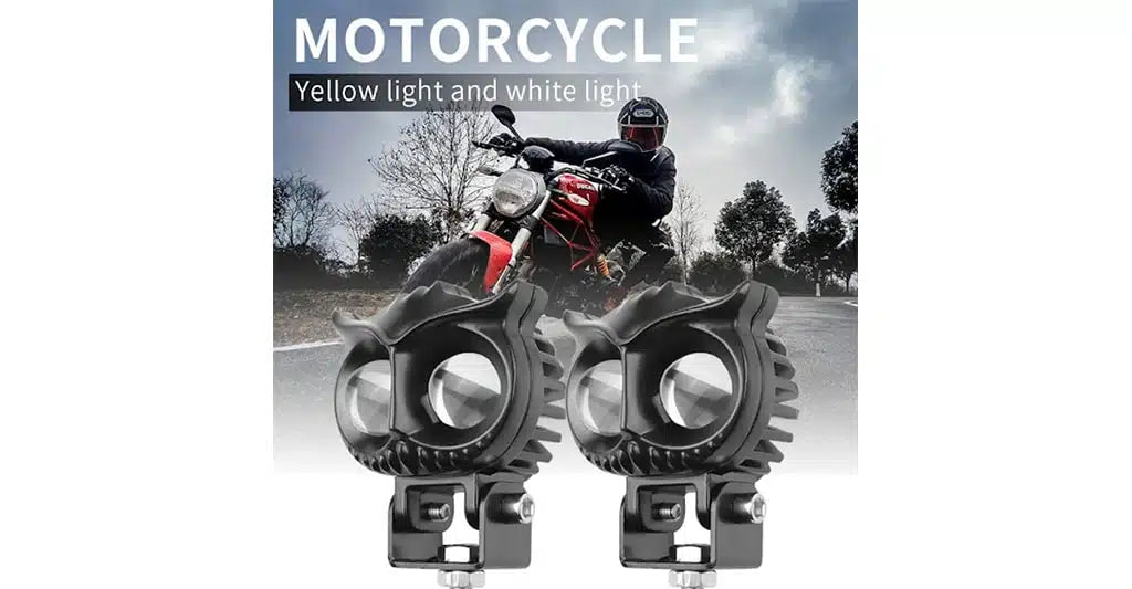 Set 2 x Proiectoare LED 50W cu Lupa Off-Road AutoREY® Auto/Moto SUV ATV Utilaje - tip Bufnita, 2 faze Alb si Galben
