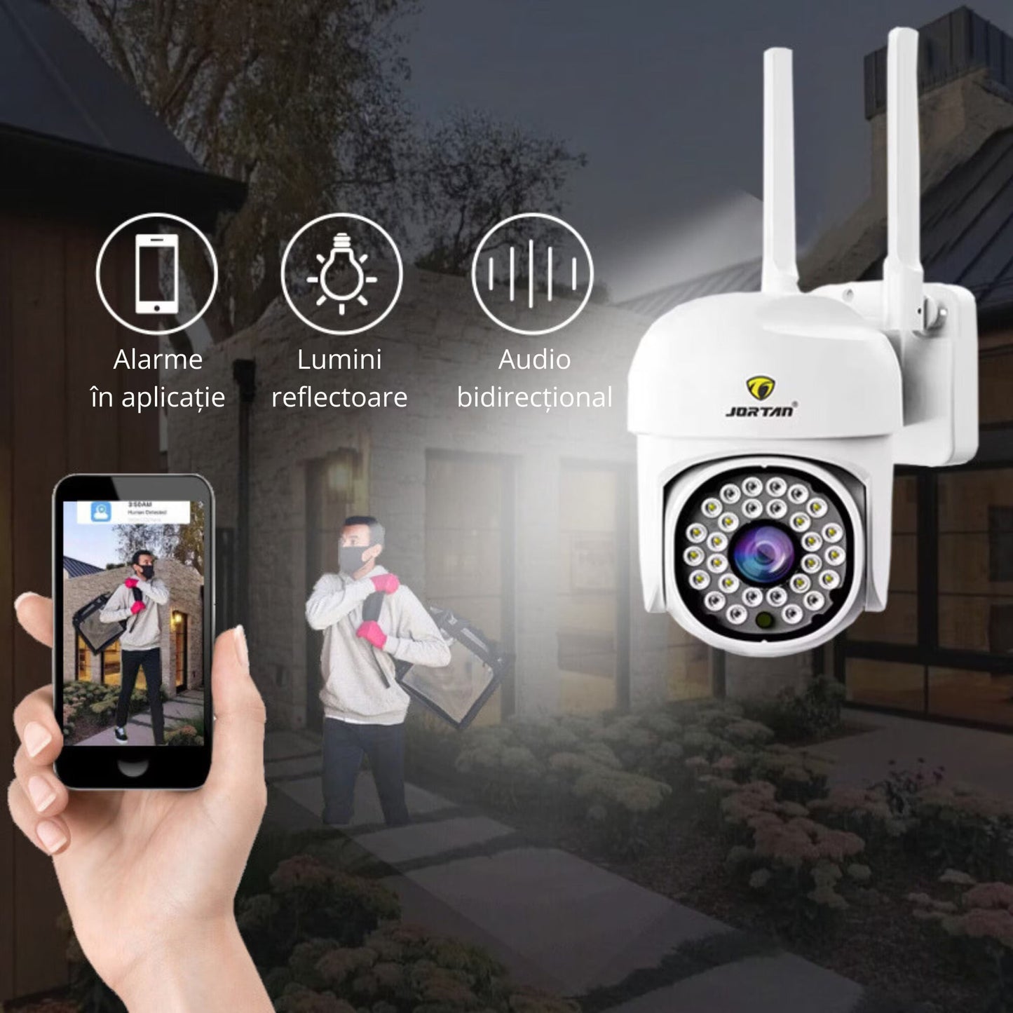 Set 2 x Camera de supraveghere IP 360 wifi - Jortan IPC + 2 carduri 32GB CADOU