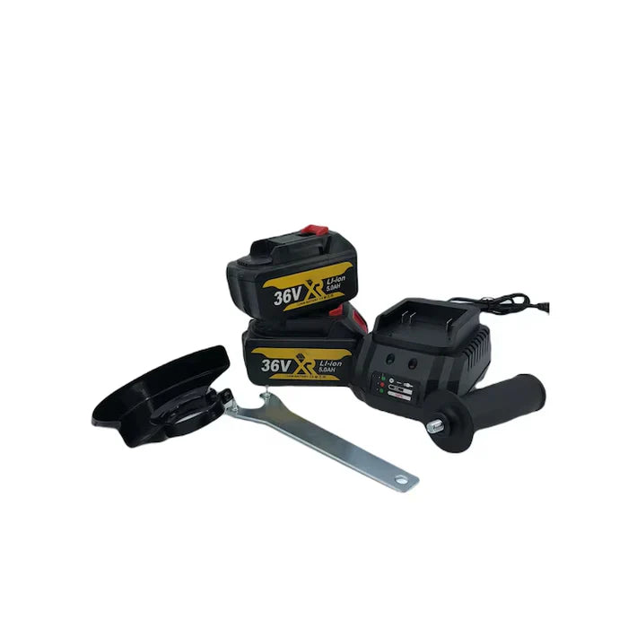 Polizor unghiular (Flex), cu 2 acumulatori 98 V, 10 Ah, 9000 Rpm, 125 mm, statie incarcare, valiza inclusa si accesorii, Negru/Galben
